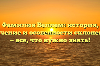 Фамилия Веллем: история, значение и особенности склонения — все, что нужно знать!
