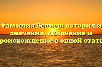 Фамилия Веннер: история и значения, склонение и происхождение в одной статье