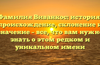 Фамилия Виванкос: история, происхождение, склонение и значение – все, что вам нужно знать о этом редком и уникальном имени