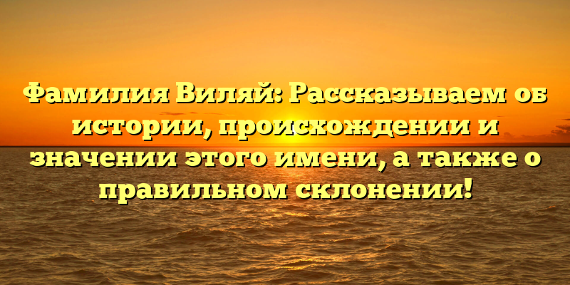 Фамилия Виляй: Рассказываем об истории, происхождении и значении этого имени, а также о правильном склонении!