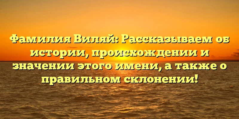 Фамилия Виляй: Рассказываем об истории, происхождении и значении этого имени, а также о правильном склонении!