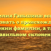 Фамилия Ганьшина: все, что нужно знать о происхождении и значении фамилии, а также правильном склонении
