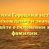 Фамилия Городина: история, происхождение и значение. Узнайте о склонении этой фамилии