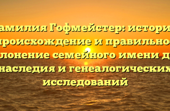 Фамилия Гофмейстер: история, происхождение и правильное склонение семейного имени для наследия и генеалогических исследований