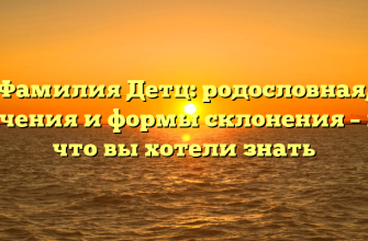 Фамилия Детц: родословная, значения и формы склонения – все, что вы хотели знать