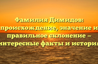 Фамилия Димидов: происхождение, значение и правильное склонение — интересные факты и история
