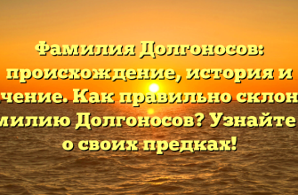 Фамилия Долгоносов: происхождение, история и значение. Как правильно склонять фамилию Долгоносов? Узнайте все о своих предках!
