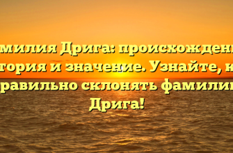 Фамилия Дрига: происхождение, история и значение. Узнайте, как правильно склонять фамилию Дрига!
