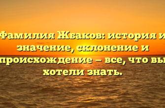 Фамилия Жбаков: история и значение, склонение и происхождение — все, что вы хотели знать.