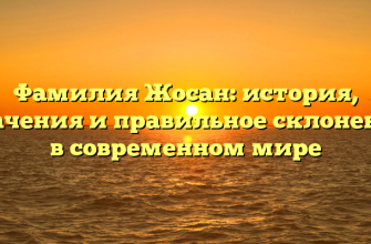Фамилия Жосан: история, значения и правильное склонение в современном мире