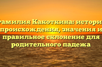 Фамилия Какоткина: история происхождения, значения и правильное склонение для родительного падежа