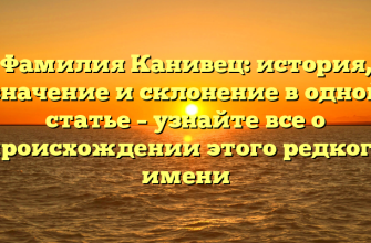 Фамилия Канивец: история, значение и склонение в одной статье – узнайте все о происхождении этого редкого имени