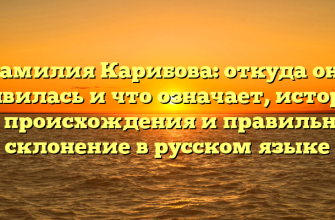 Фамилия Карибова: откуда она появилась и что означает, история ее происхождения и правильное склонение в русском языке