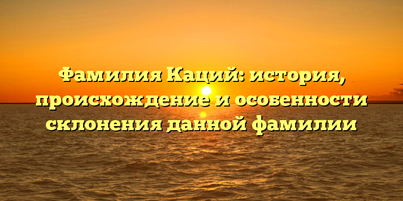 Фамилия Каций: история, происхождение и особенности склонения данной фамилии