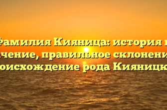 Фамилия Кияница: история и значение, правильное склонение и происхождение рода Кияницких