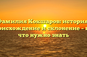Фамилия Кокшаров: история, происхождение и склонение – всё, что нужно знать