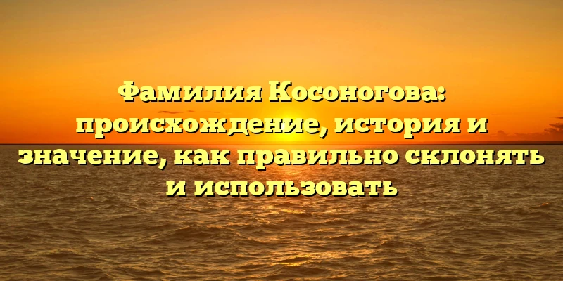Фамилия Косоногова: происхождение, история и значение, как правильно склонять и использовать Фамилия Косоногова: происхождение, история и значение, как правильно склонять и использовать
