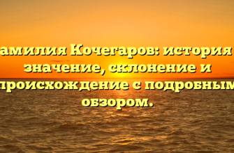 Фамилия Кочегаров: история и значение, склонение и происхождение с подробным обзором.