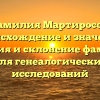 Фамилия Мартиросов: происхождение и значение. История и склонение фамилии для генеалогических исследований