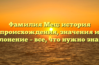 Фамилия Мец: история происхождения, значения и склонение – все, что нужно знать!