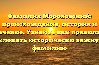 Фамилия Мороховский: происхождение, история и значение. Узнайте как правильно склонять исторически важную фамилию