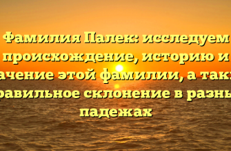 Фамилия Палек: исследуем происхождение, историю и значение этой фамилии, а также правильное склонение в разных падежах