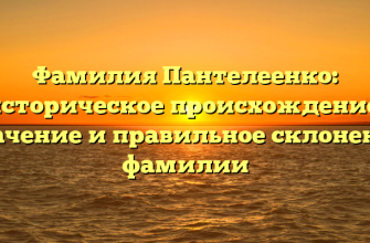 Фамилия Пантелеенко: историческое происхождение, значение и правильное склонение фамилии