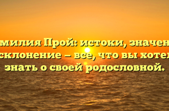 Фамилия Прой: истоки, значения и склонение — все, что вы хотели знать о своей родословной.