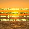 Фамилия Садин: исследуем происхождение, историю и значение фамилии, а также правильное склонение
