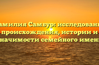 Фамилия Самбур: исследование происхождения, истории и значимости семейного имени