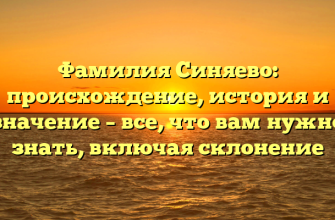 Фамилия Синяево: происхождение, история и значение – все, что вам нужно знать, включая склонение