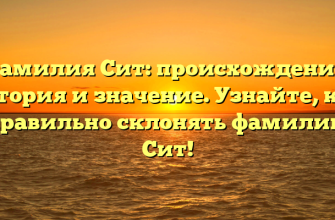 Фамилия Сит: происхождение, история и значение. Узнайте, как правильно склонять фамилию Сит!