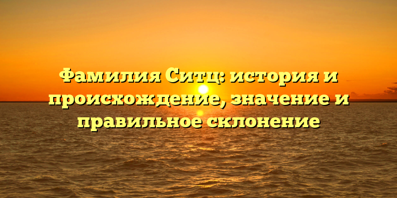 Фамилия Ситц: история и происхождение, значение и правильное склонение