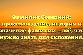 Фамилия Совецкий: происхождение, история и значение фамилии — всё, что нужно знать для склонения.