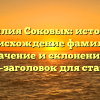 Фамилия Соковых: история и происхождение фамилии, значение и склонение — SEO-заголовок для статьи.