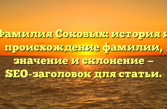 Фамилия Соковых: история и происхождение фамилии, значение и склонение — SEO-заголовок для статьи.