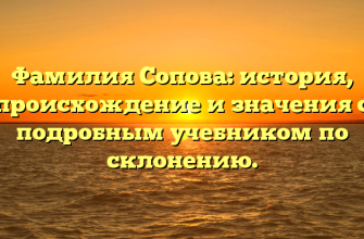 Фамилия Сопова: история, происхождение и значения с подробным учебником по склонению.