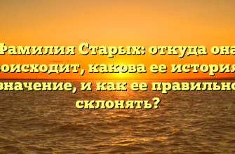 Фамилия Старых: откуда она происходит, какова ее история и значение, и как ее правильно склонять?