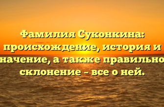 Фамилия Суконкина: происхождение, история и значение, а также правильное склонение – все о ней.