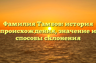 Фамилия Тамбов: история происхождения, значение и способы склонения