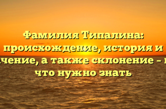 Фамилия Типалина: происхождение, история и значение, а также склонение – все, что нужно знать