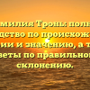 Фамилия Тронь: полное руководство по происхождению, истории и значению, а также советы по правильному склонению.