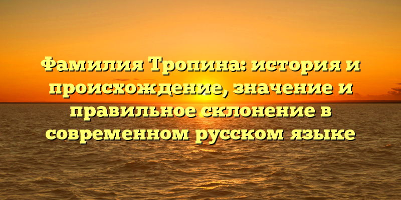 Фамилия Тропина: история и происхождение, значение и правильное склонение в современном русском языке