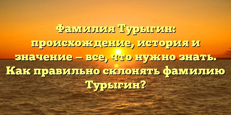 Фамилия Турыгин: происхождение, история и значение — все, что нужно знать. Как правильно склонять фамилию Турыгин? Фамилия Турыгин: происхождение, история и значение — все, что нужно знать. Как правильно склонять фамилию Турыгин?