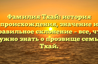 Фамилия Тхай: история происхождения, значение и правильное склонение – все, что нужно знать о прозвище семьи Тхай.