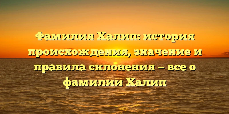 Фамилия Халип: история происхождения, значение и правила склонения — все о фамилии Халип Фамилия Халип: история происхождения, значение и правила склонения — все о фамилии Халип