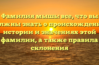 Фамилия мышь: все, что вы должны знать о происхождении, истории и значениях этой фамилии, а также правила склонения