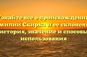 Узнайте все о происхождении фамилии Скирка и ее склонении: история, значение и способы использования