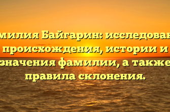 Фамилия Байгарин: исследование происхождения, истории и значения фамилии, а также правила склонения.