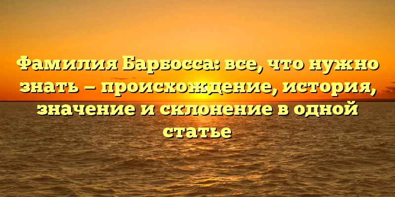 Фамилия Барбосса: все, что нужно знать — происхождение, история, значение и склонение в одной статье Фамилия Барбосса: все, что нужно знать — происхождение, история, значение и склонение в одной статье